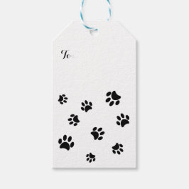 黒い肉球の模様 ギフトタグ