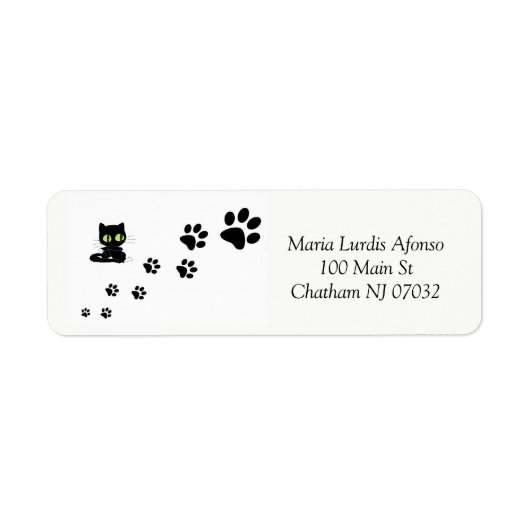 黒い肉球の猫の住所ラベル ラベル (正面)