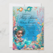 黒い肌の人魚のベビーシャワー 招待状 (正面)
