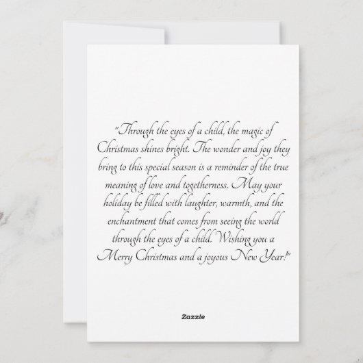 黒い肌の子供がクリスマスツリーを見つめる シーズンカード (裏面)