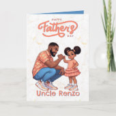 黒い肌の父と娘のハイタッチ オレンジと青 カード (正面)