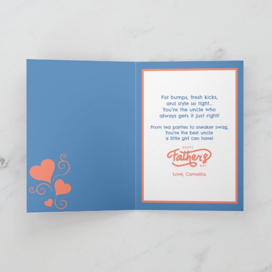 黒い肌の父と娘のハイタッチ オレンジと青 カード (内部)