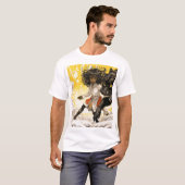 黒い肩を持つ力持ち茶色の肌の女の子 Tシャツ (正面フル)
