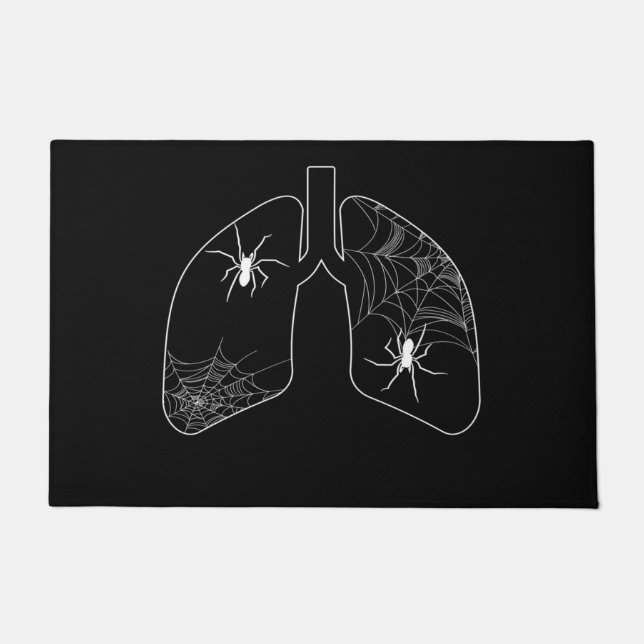 黒い肺クモの巣 |ハロウィンスパイダー ドアマット (正面)