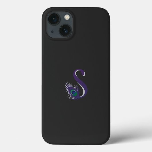 黒い背中の紫と緑の孔雀の羽 Case-Mate iPhoneケース (裏面)