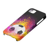 黒い背景が付いているネオンサッカーボール Case-Mate iPhoneケース (下部)