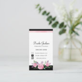 黒い背景が付いている名刺|のピンクの花 名刺 (スタンド正面)