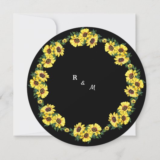 黒い背景とヒマワリ 招待状 (裏面)
