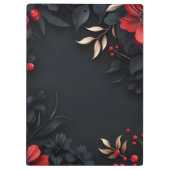 黒い背景とフローラ装飾 クリップボード (裏面)