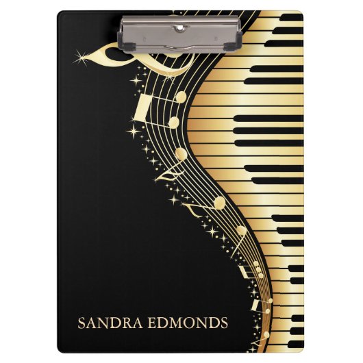 黒い背景と金ゴールドキーボード クリップボード (正面)