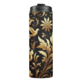 黒い背景と黄金色の葉 タンブラー (正面)