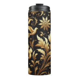 黒い背景と黄金色の葉 タンブラー