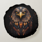 黒い背景にイーグルポートレート ラウンドクッション (裏面)