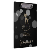 黒い背景にグレーのドット,猫,ハローゴス クリップボード (右)