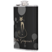 黒い背景にグレーのドット,猫,ハローゴス フラスク (左)