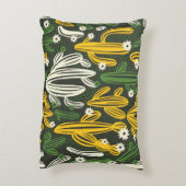 黒い背景にサボテンを塗ったシームレスな模様。 アクセントクッション (裏面(縦))