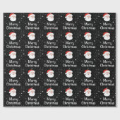 黒い背景にサンタと雪の結晶クリスマス ラッピングペーパー (フラット)