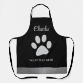 黒い背景にシルバードッグポー エプロン (正面)