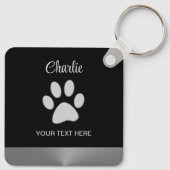 黒い背景にシルバードッグポー キーホルダー (裏面)