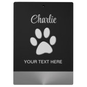 黒い背景にシルバードッグポー クリップボード (裏面)