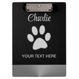 黒い背景にシルバードッグポー クリップボード