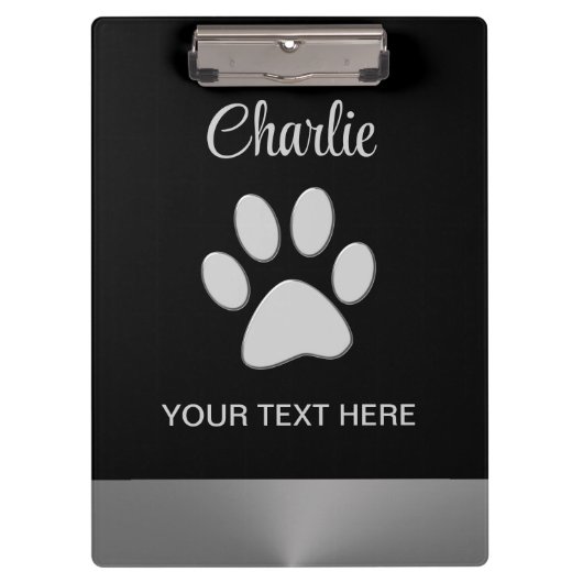 黒い背景にシルバードッグポー クリップボード (正面)
