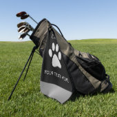 黒い背景にシルバードッグポー ゴルフタオル (グリーン)