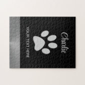 黒い背景にシルバードッグポー ジグソーパズル (横)