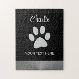 黒い背景にシルバードッグポー ジグソーパズル