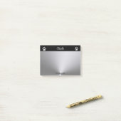 黒い背景にシルバードッグポー ポストイット (デスク上)