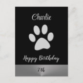 黒い背景にシルバードッグポー ポストカード (正面)