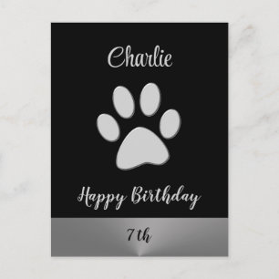 黒い背景にシルバードッグポー ポストカード