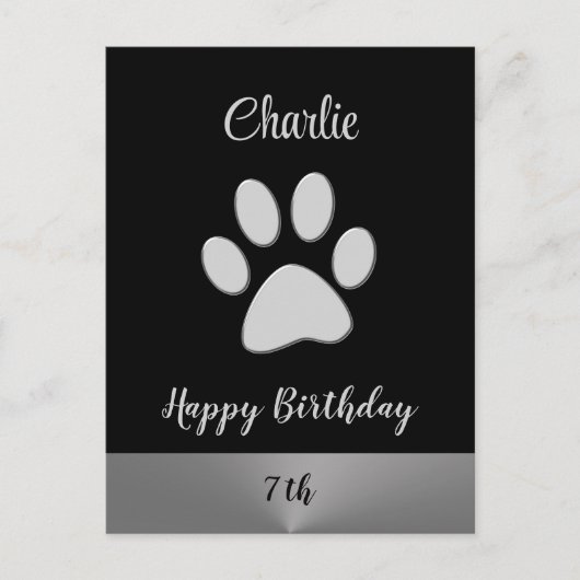 黒い背景にシルバードッグポー ポストカード (正面)