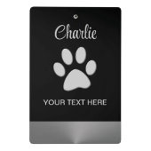 黒い背景にシルバードッグポー ミニクリップボード (裏面)