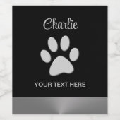 黒い背景にシルバードッグポー ワインラベル (シングルラベル)