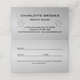 黒い背景にシルバードッグポー 予約カード