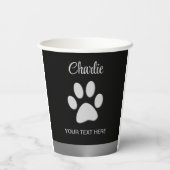 黒い背景にシルバードッグポー 紙コップ (裏面)