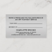 黒い背景にシルバードッグポー 紹介カード (裏面)