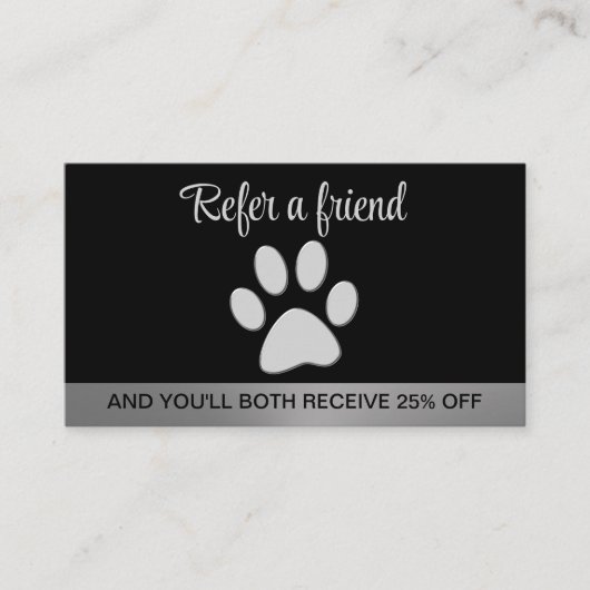 黒い背景にシルバードッグポー 紹介カード (正面)