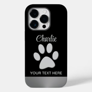 黒い背景にシルバードッグポー Case-Mate iPhone 14 PROケース