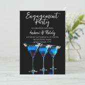 黒い背景にチェリーが乗った青いカクテル３杯 招待状 (スタンド正面)