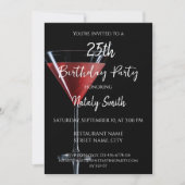 黒い背景にチェリーのついたコスモポリタン 招待状 (正面)