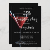 黒い背景にチェリーのついたコスモポリタン 招待状 (正面/裏面)