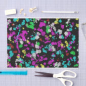 黒い背景にネオンの絵を描（ばちゃばちゃ）跳ねる 薄葉紙 (クラフト)