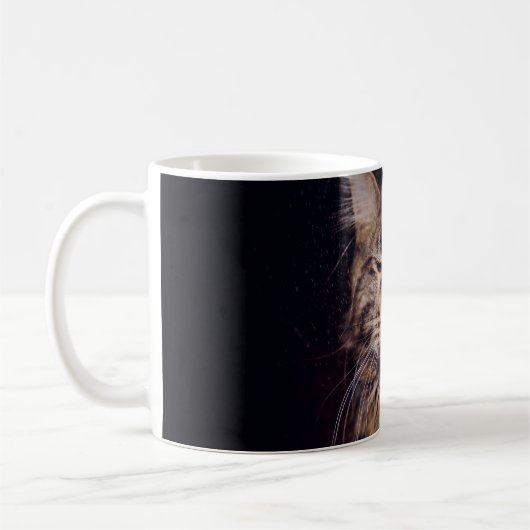 黒い背景にネコ,ネコ,コ コーヒーマグカップ (左)