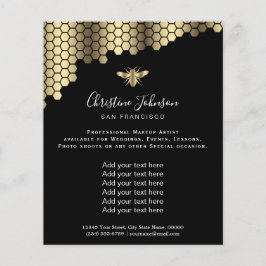 黒い背景にハチの巣状のハチ チラシ