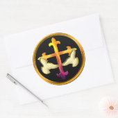 黒い背景にハトを持つ鉄十字 ラウンドシール (封筒)