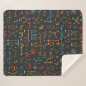 黒い背景にハンドドロー化学。ヴィンテージ シェルパブランケット (正面(横))