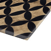 黒い背景にバラ金ゴールドダイヤモンドの円 カッティングボード (角)