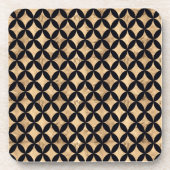 黒い背景にバラ金ゴールドダイヤモンドの円 コースター (正面)